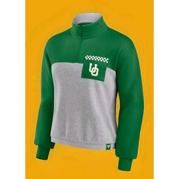 NCAA Women's Oregon Ducks Green Iconic Fleece 1/4 Zip Jacket Medium NWT A112 - Picture 1 of 4
